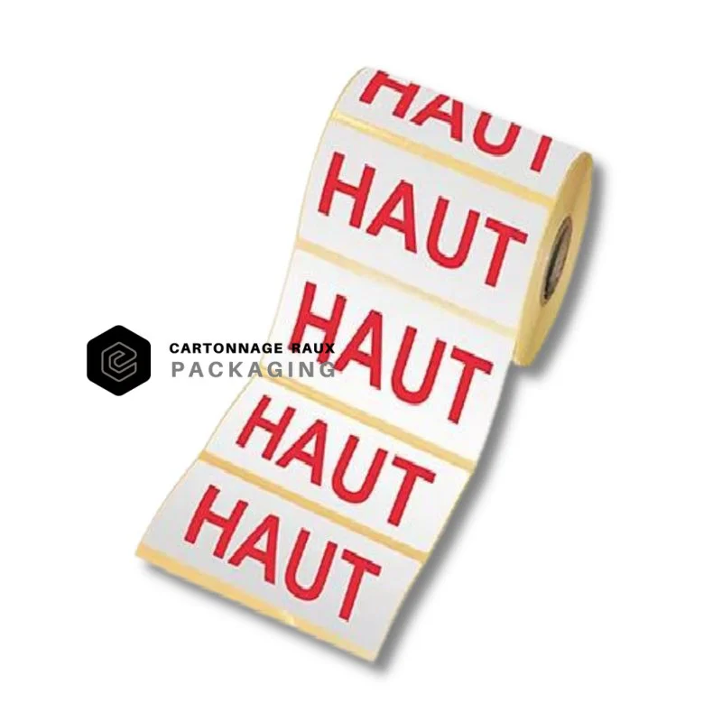 étiquettes adhésive de signalisation, portant la mention "haut"