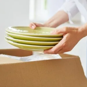 cartons à vaisselle pour ranger les assiettes