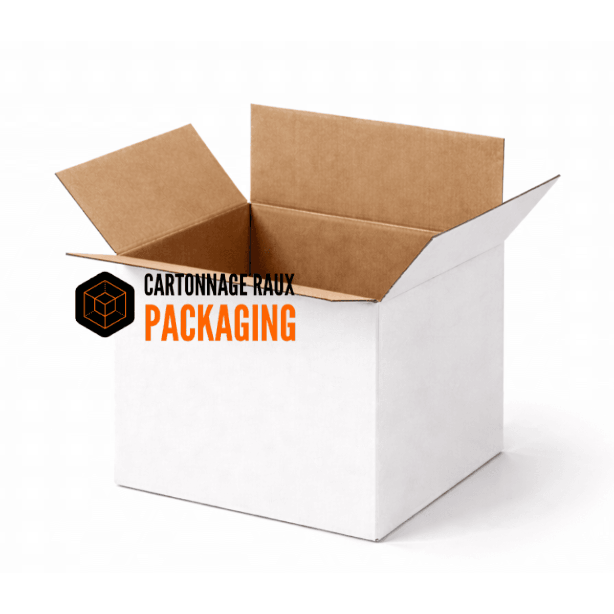 Caisse carton blanc simple cannelure - 20x20x20 cm